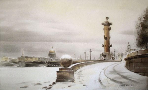 Константин Кузема акварель Исакиевский собор