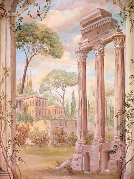 Фреска морской пейзаж древний Рим Греция