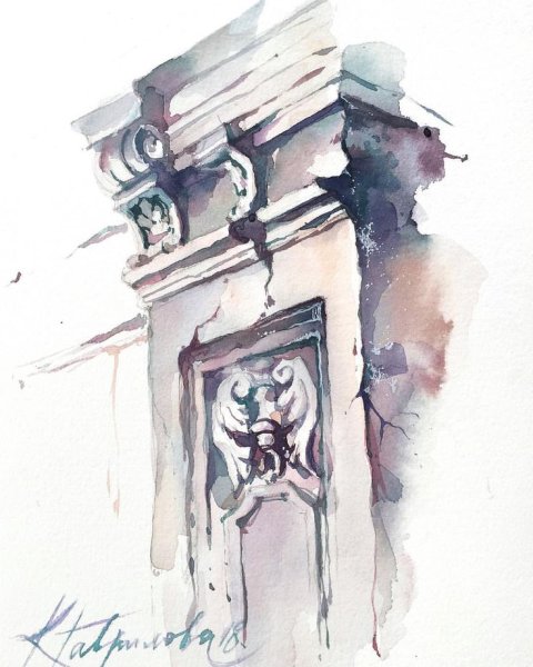 Элементы архитектуры акварелью