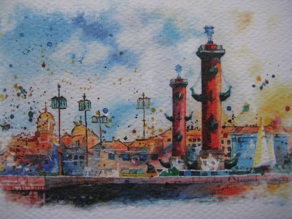 Петербург в акварели Ростральные колонны