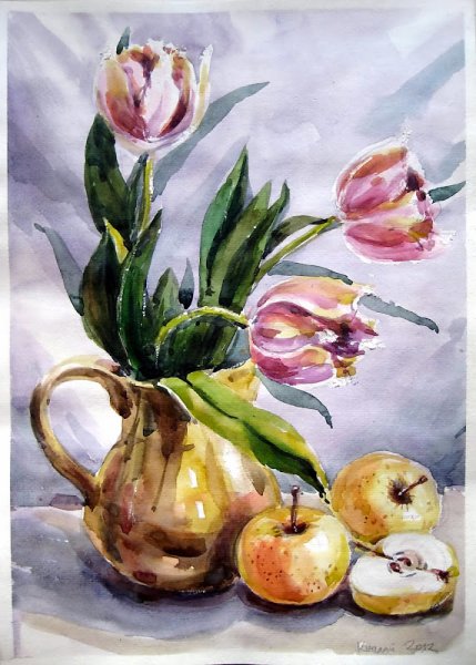 Зарисовки акварелью натюрморты