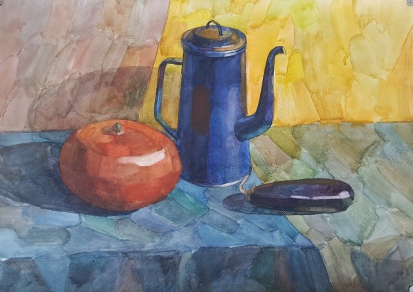 Натюрморт акварель несложный