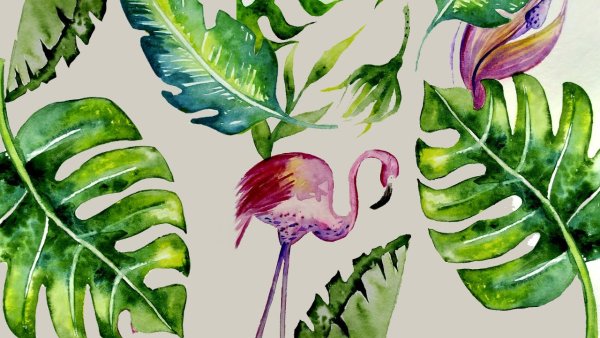 Лист монстеры акварельными карандашами