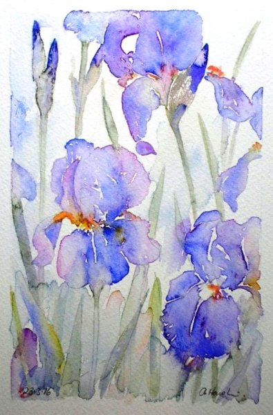 Нежные ирисы. Художник: Анастасия Беседина.