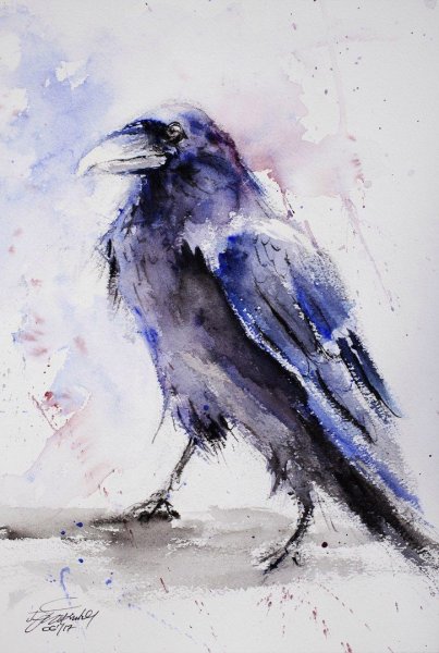 Этюд чучела птицы гризайль