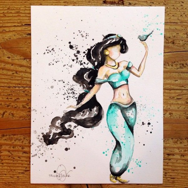 Принцесса Жасмин акварель