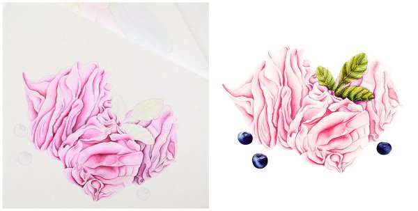 Зефирки акварель