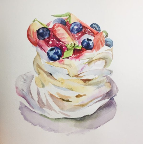 Пирожное ьизе акварель