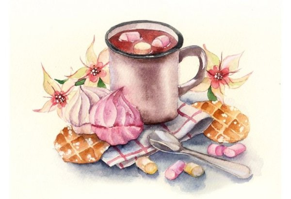 Какао акварель