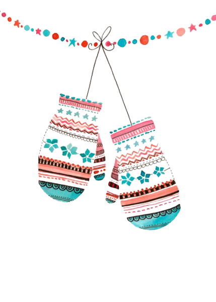 Новогодние варежки акварелью