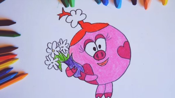 Смешарики рисунок красками
