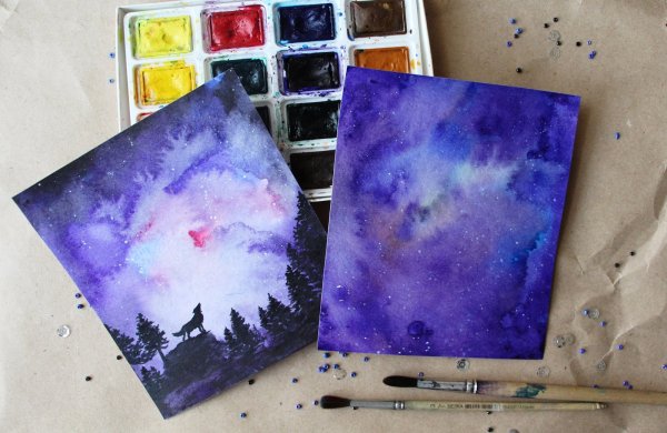 Рисование губкой космос