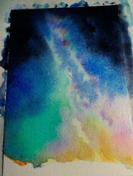 Рисование губкой космос