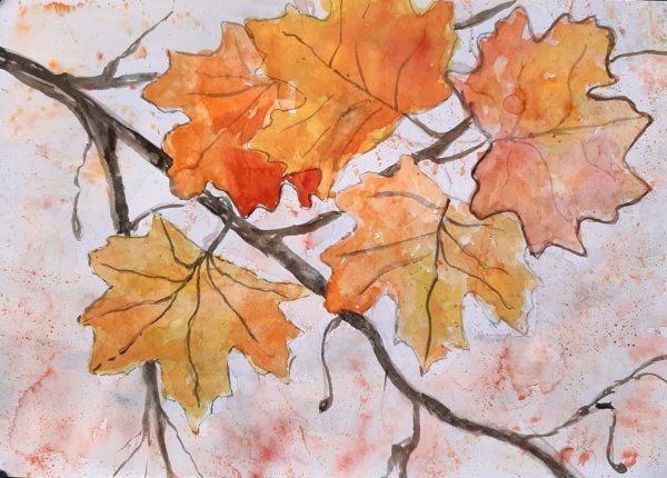 Осенняя веточка для рисования