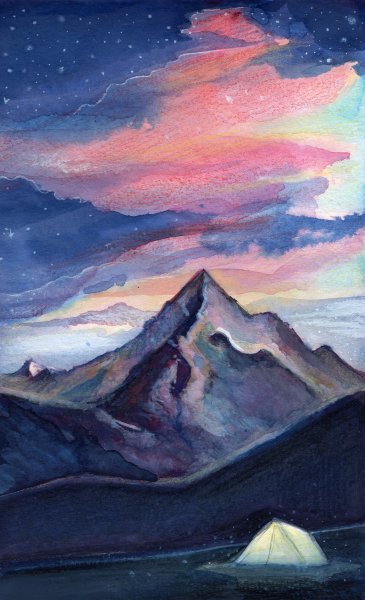 Горы акварелью