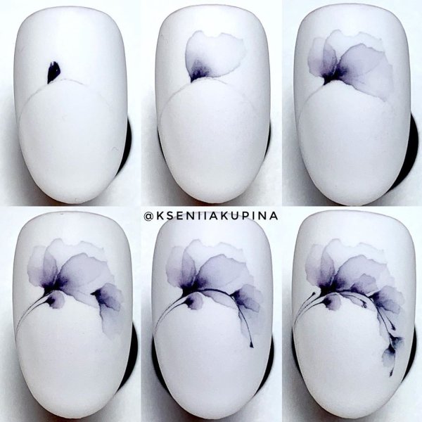Акварель на ногтях для начинающих