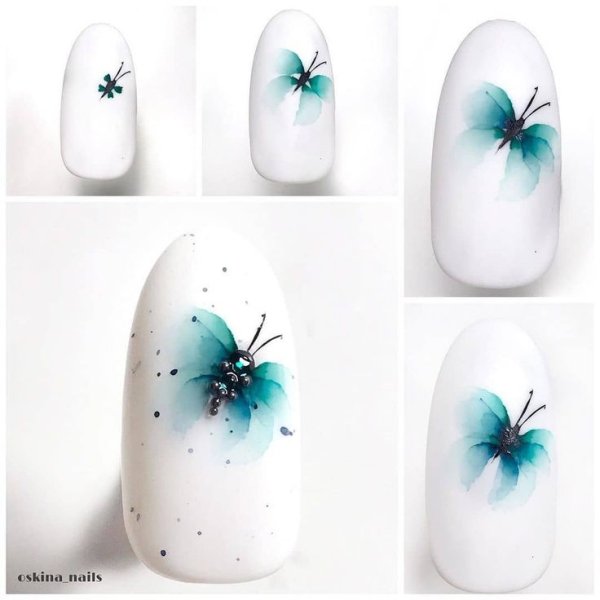 Акварель на ногтях осень