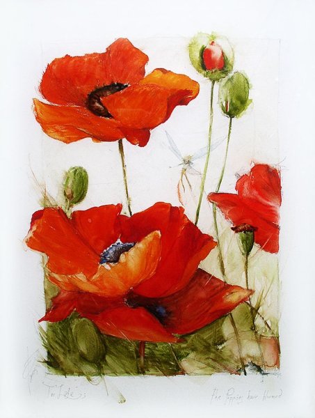 Мак акварель Базанов художник