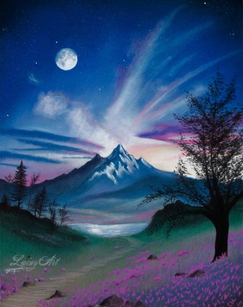 Космический пейзаж пастелью