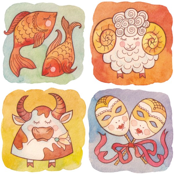 Акварельные знаки зодиака