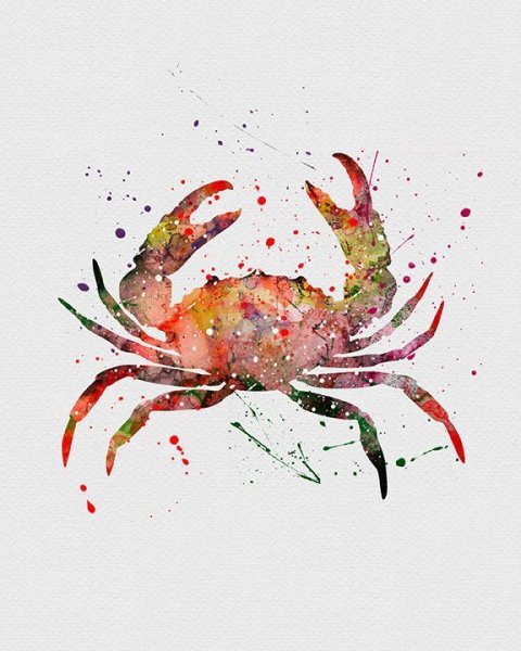 Крабик акварелью