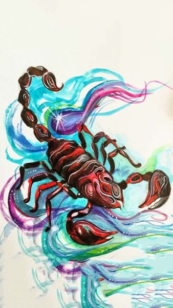 Скорпион в стиле акварель