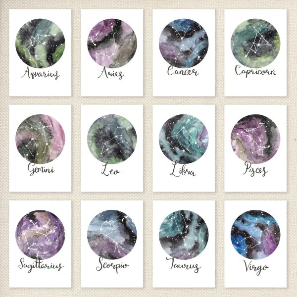 Зодиак акварель
