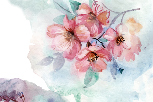 Акварельные цветы горизонтальные