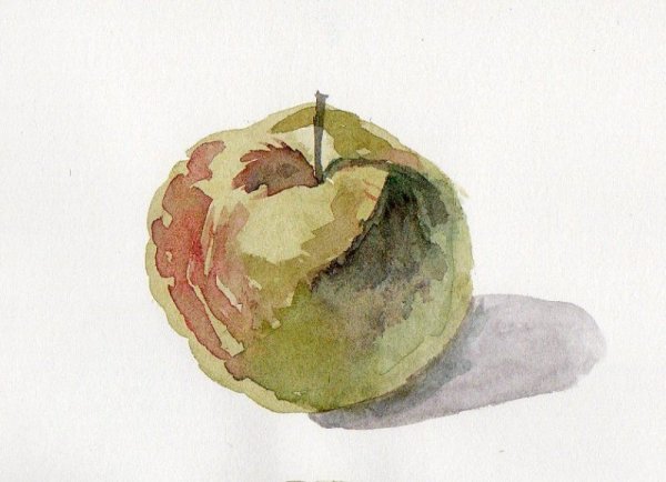 Яблоко акварелью лессировка