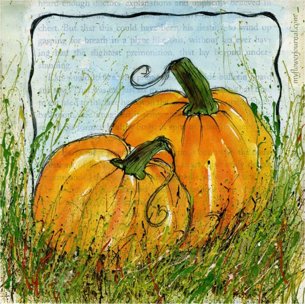 Наброски акварелью тыква