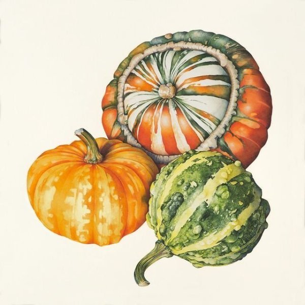 Ботаническая акварель тыква