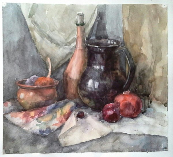 Натюрморт акварелью лессировка Академическая живопись