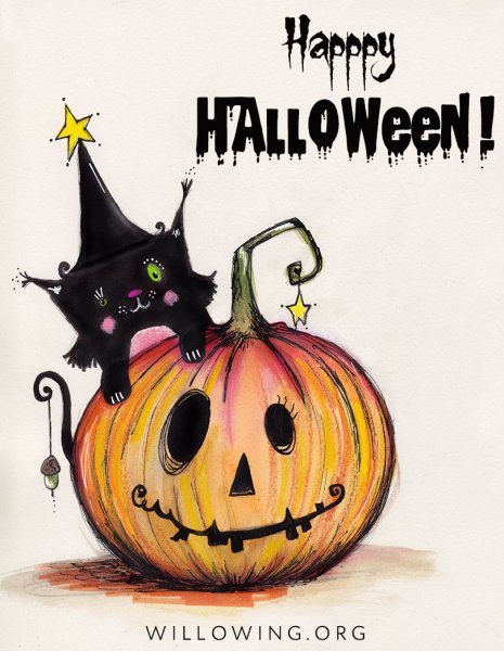 Хэллоуин дом акварелью