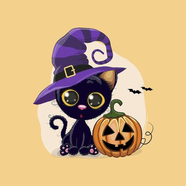 Открытки на Хэллоуин акварелью