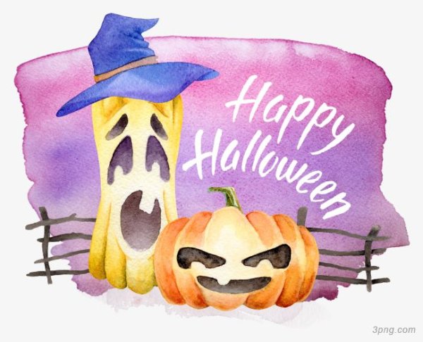 Хэллоуинская тыква акварелью