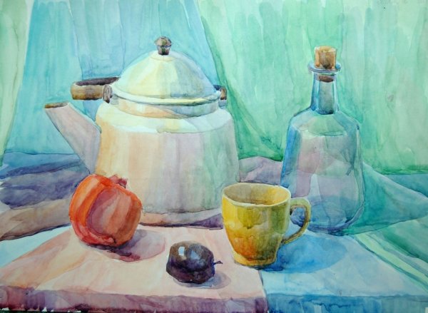 Натюрморт контражур акварель ДХШ