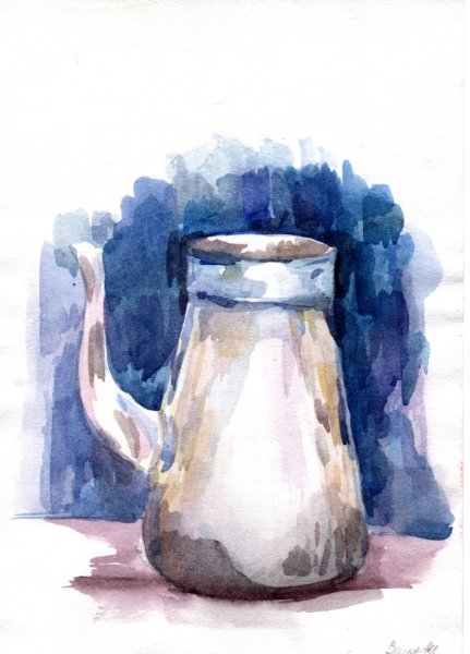 Белый предмет акварелью