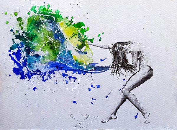 Балерина акварель