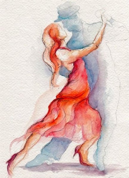 Танцовщица фламенко акварель