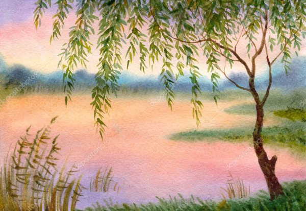 Пейзажи гуашью Ива