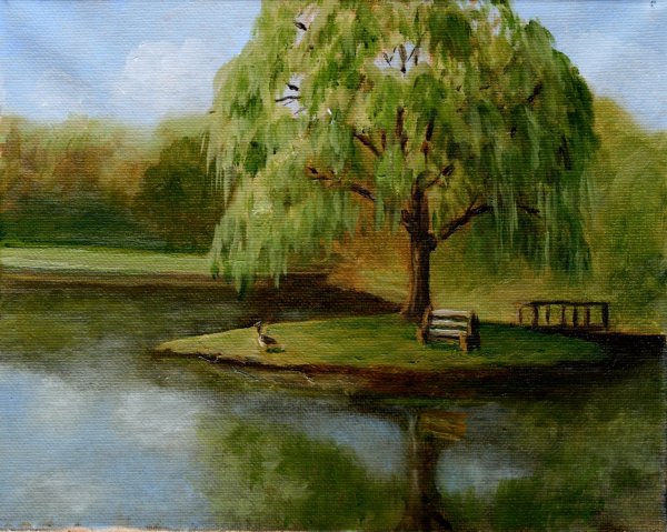 Живопись дерево плакучая Ива