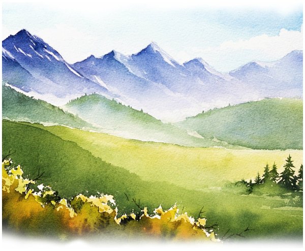 Горы Алматы акварель