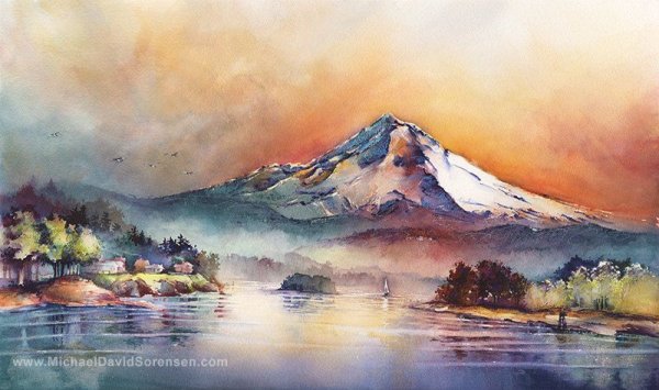 Горы Камчатки акварель