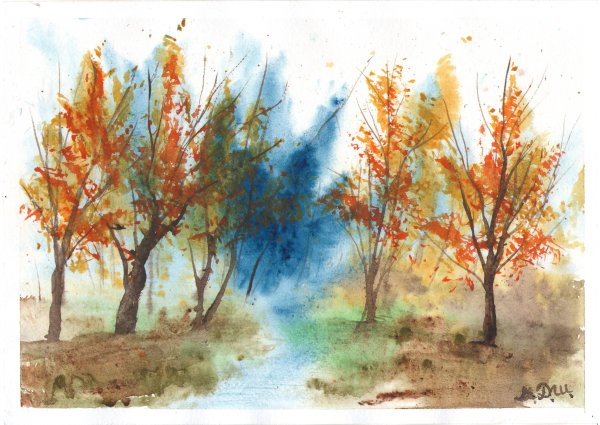 Акварель арт осень