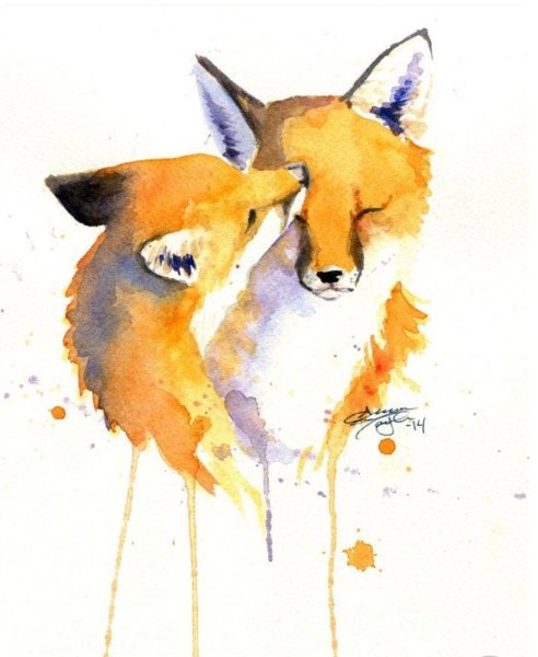 Животные акварелью