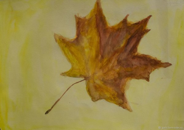 Кленовый лист красками
