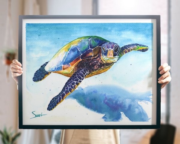 Морская черепаха акварель