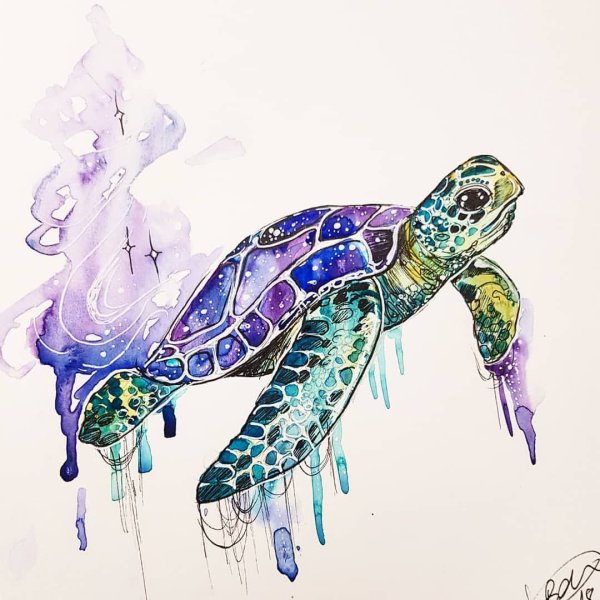 Морская черепаха акварель