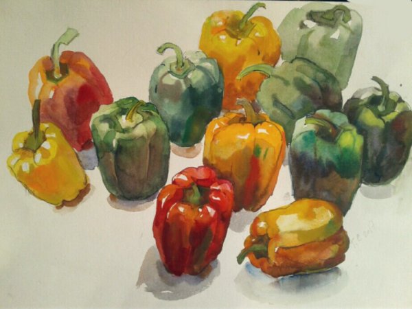 Перец акварелью