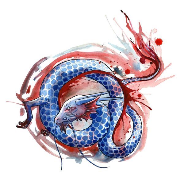 Китайский дракон акварель